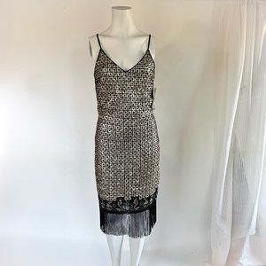 Elegant Black and White Midi Dress